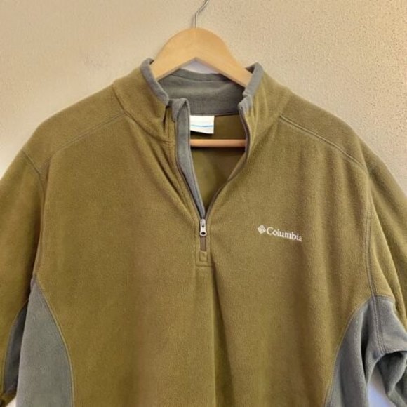 Columbia Lightweight 1/4 Zip Fleece Pullover Men's Large Olive Gray Jacket - Picture 1 of 8